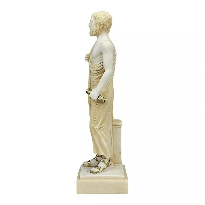 Aristotle Sculpture Cast Marble Greek Philosopher Scientist Patina