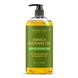 MAJESTIC PURE Arnica Massage Oil for Massage Therapy - Refreshing, and Relaxing - Natural Oils with Lavender & Chamomile Essential Oils - for All Skin Types - Men and Women - 8 fl oz