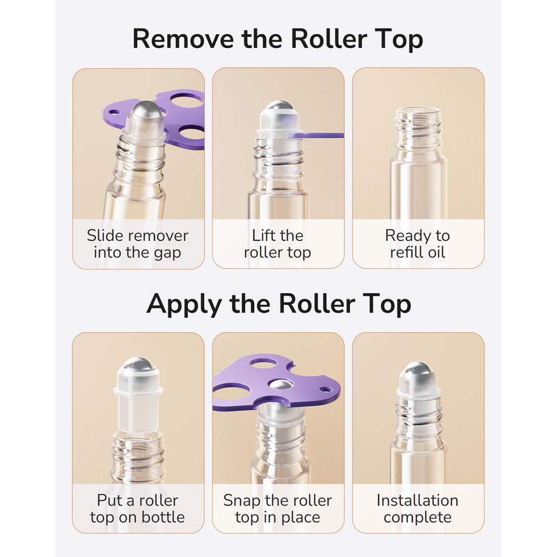 ULG 24-Pack Essential Oil Roller Bottles 10ml, Empty Bottles with