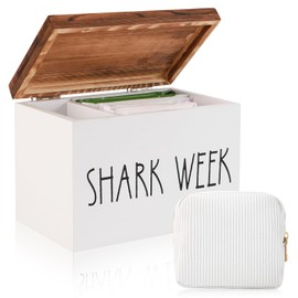 BORAENDEY BORAENDEY Tampon Holder for Bathroom,Feminine Products Organizer,Shark Week Tampon Storage,Tampon Dispenser,Farmhouse Bathroom Storage Container,Bathroom Accessories Box for Girl Stuff