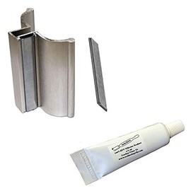 3" Brushed Nickel Frameless Shower Door Handle with Metal Strike, Magnet and Clear 100% Pure RTV Silicone Sealant - 0.5 oz. Squeeze Tube for 1/8", 5/32", 3/16", 1/4" Glass - Set
