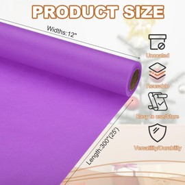 PATIKIL Wrapping Paper, 12" x 300"(25') 70 GSM Craft Paper Roll Kraft Packing Paper for Poster Bulletin Board, Gift Wrapping, Dark Purple