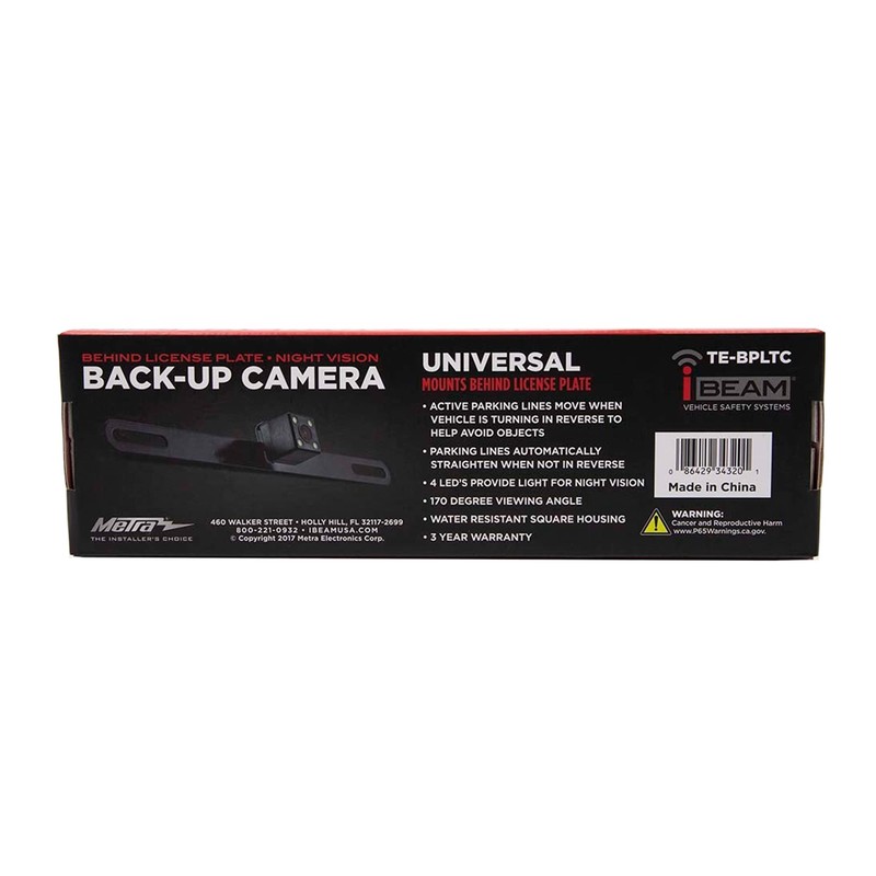 iBeam TE-BPLTC Behind License Plate Backup Parking Camera with Active
