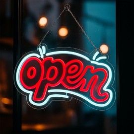 Open LED Neon Signs for Wall Decor – USB Powered & Dimmable Open Neon Light for Business Storefront, Shop, Restaurant, Café, Bar, Grand Opening Sign, Window Sign