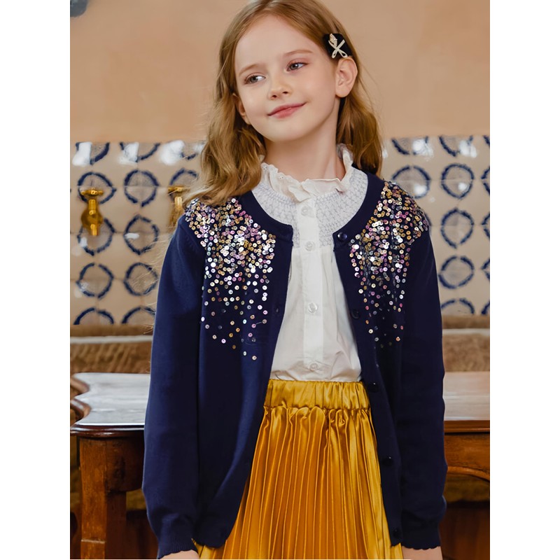 Rolanko Girls' Bolero Cardigans, Long Sleeve Cotton Basic School Clothing,