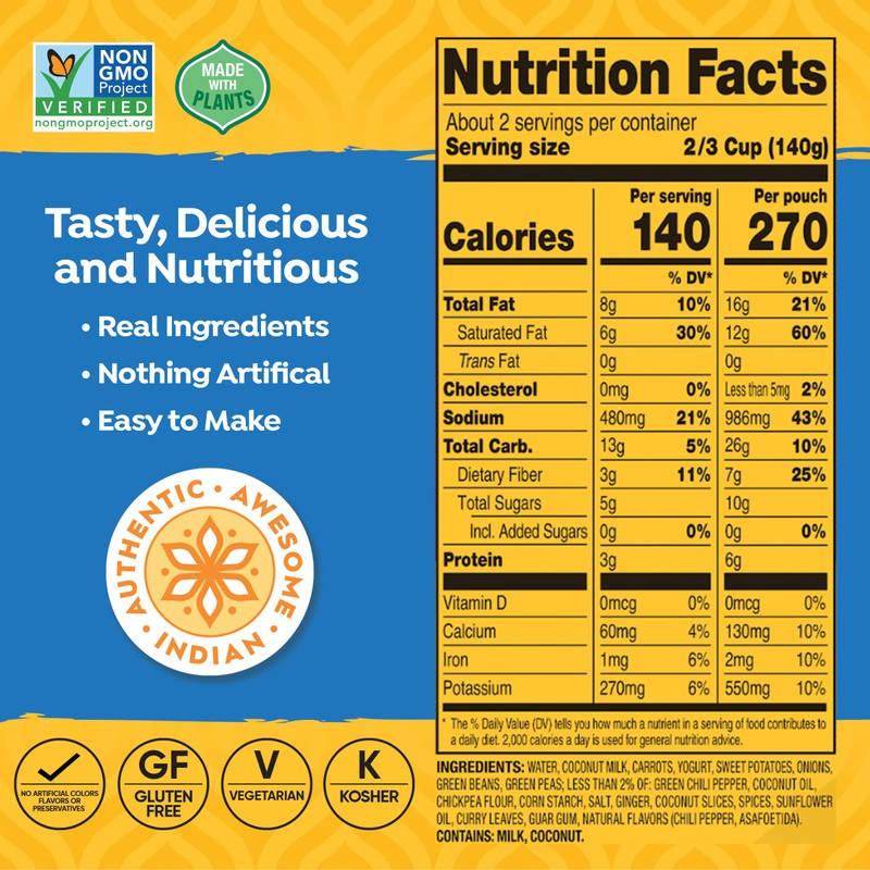 Tasty Bite Hot & Spicy Coconut Vegetables, 10 Ounce, Pack