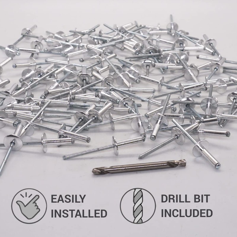 SKIR'CO (50 pcs) Large Flange Aluminium Blind Rivets 4.0 x