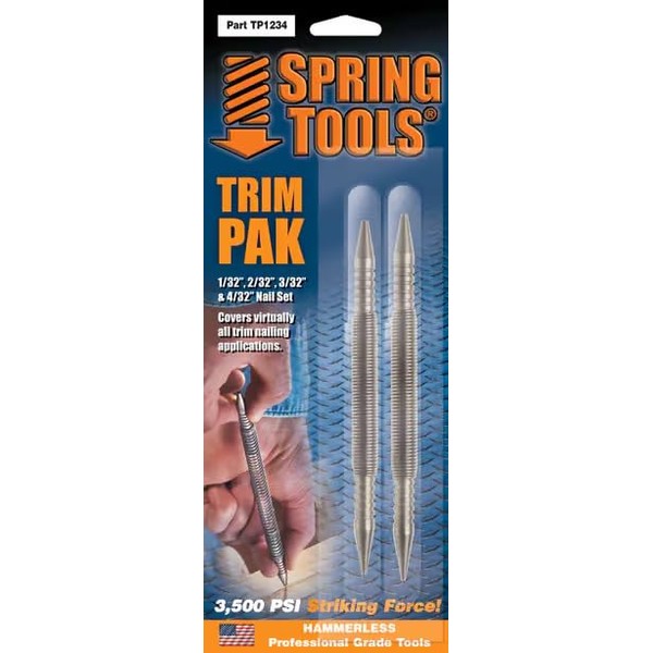Spring Tools TP1234 Hammerless Trim Pro Pak Set Includes 1/32" 2/32" 3/32" 4/32" Nail Sets (2 Piece)