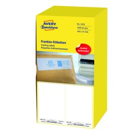 Avery Zweckform 3434 Franking Labels 128 x 38 mm 1 Pack of 1000 Labels White