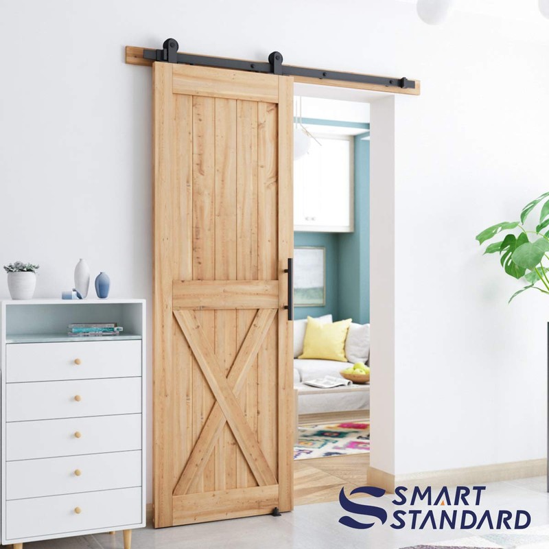 SMARTSTANDARD 5 FT Top Mount Sliding Barn Door Hardware Kit