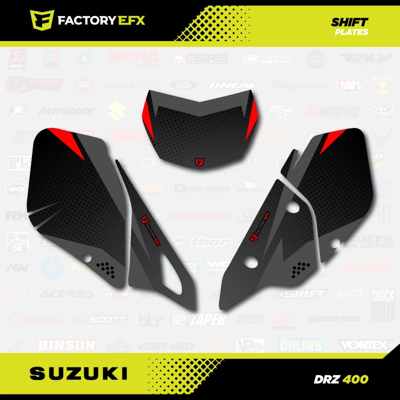 Factory EFX Gray & Red Shift Graphics Kit fits Suzuki
