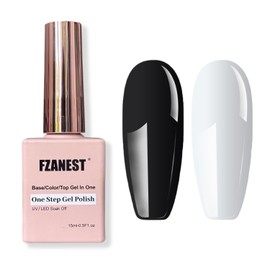 FZANEST Black and White Top Coat Gel Nail Polish,15ml Base Top Color Gel 3 in 1 Step Gel Polish,Soak Off LED UV Nail Gel Polish Nail Art Starter Manicure Salon Kit for Women Girls