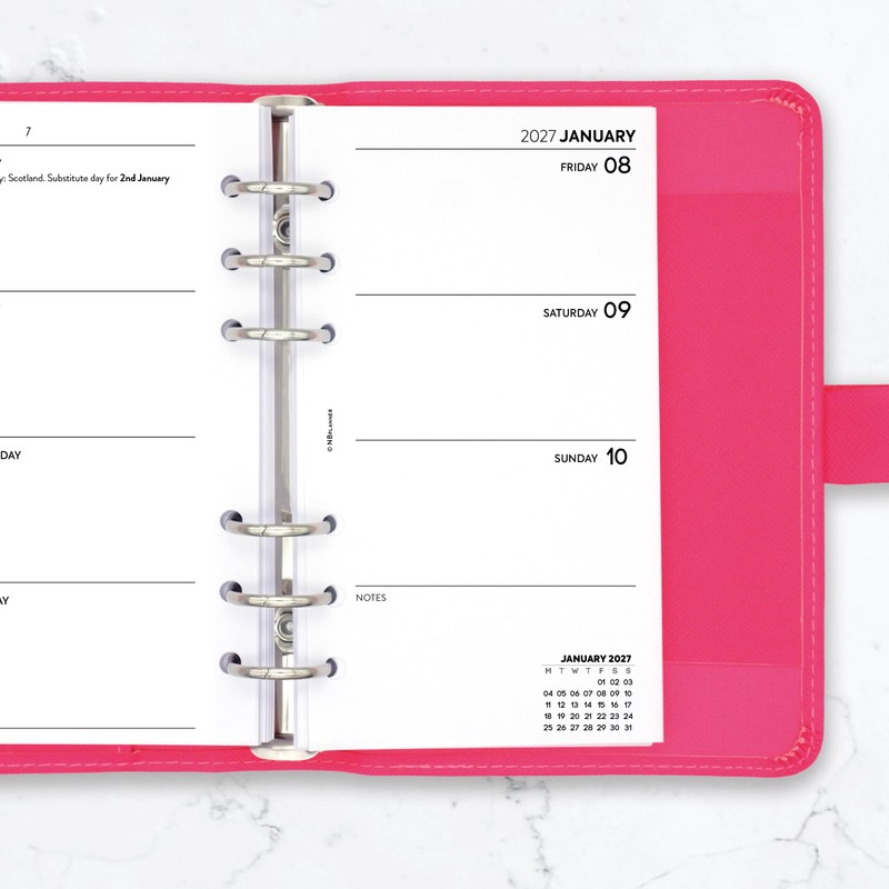 2027 Week on Two Pages Diary Refill Compatible with Filofax