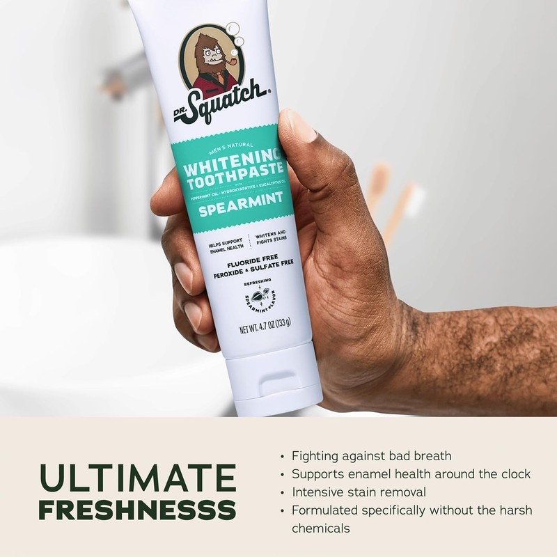 Dr. Squatch Hydroxyapatite Toothpaste Whitening - Natural, Fluoride-Free Toothpaste -