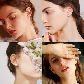 ChicSilver 925 Sterling Silver Heart/Star/Moon Stud Earrings for Women 3 Pairs Tiny Studs Earring Set