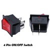 mxuteuk 3pcs AC110V/120V Rocker Switch DPST ON-Off 4 Pin Red