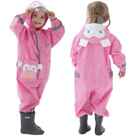 Traje de lluvia para niños y niñas, de una pieza con capucha y cremallera lindo mono de dibujos animados, chaqueta impermeable de 8 a 10 años, talla XXL