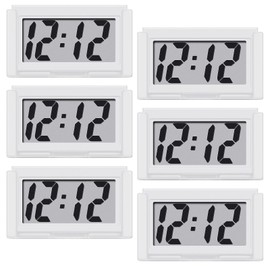 Shudyear Small Digital Clock， with Jumbo LCD Time & Day Display，Mini Automotive Small Digital Clock Battery Operated for Desktop Nightstand Pocket Car Truck Dashboard & Air Vent (6, White)