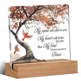 Memorial Christmas Gifts for Loss of Loved One, Cardinal Christmas Gifts, Remembrance Christmas Home Decor Desk Signs Plaques 4 × 4 Inches Acrylic