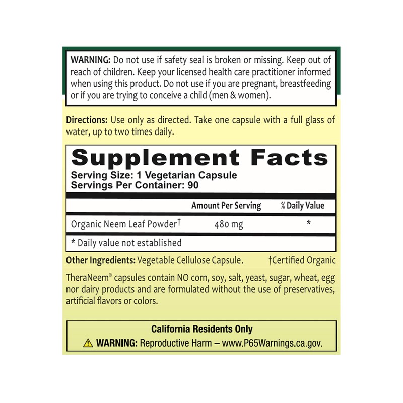 THERANEEM Neem Leaf Capsules - Powerful Nutritive Support with Antioxidants