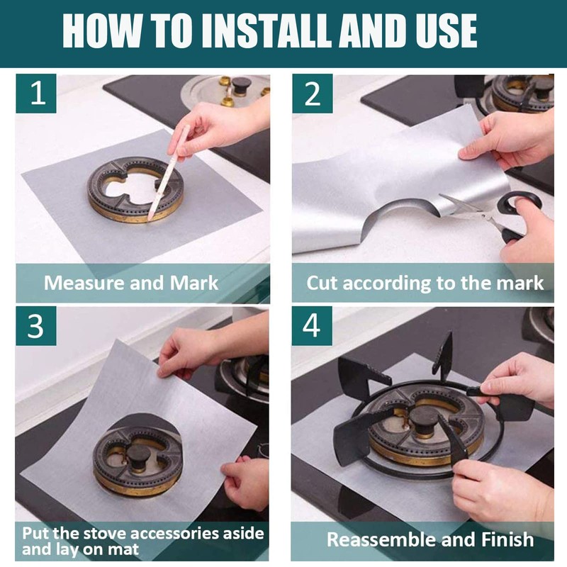 Stove Burner Covers, 8 Pack, Gas Stove Burner Liners, Non-Stick