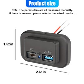 ZIMISI 12V/24V Quick Charge Outlet, Automotive QC3.0 USB A Port & PD USB C Port Socket Panel, Vehicle Dual Ports Surface Mount Charger Power Adapter for Car RV Marine Boat Motorcycle Truck (1PC)
