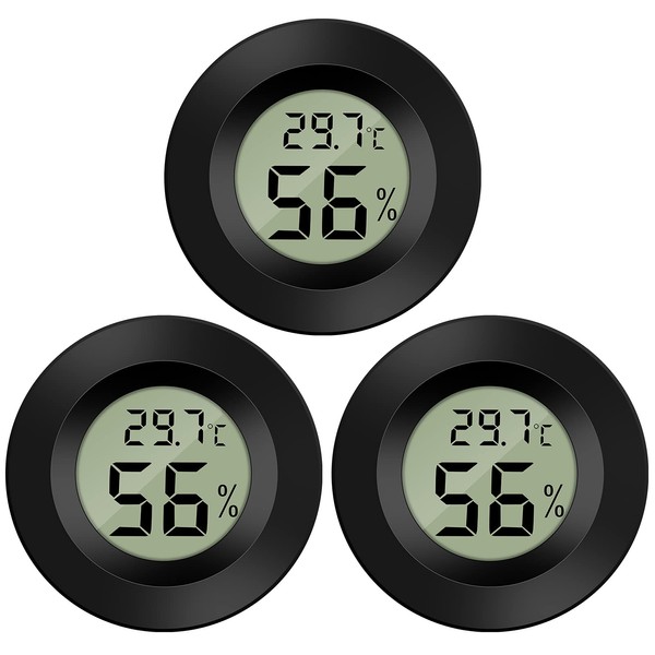 Thlevel 3-Pack Hygrometer Thermometer Digital LCD Monitor Humidity Meter Gauge
