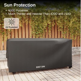 EAST OAK Fire Pit Table Cover for Outdoor Propane Fire Pit Table, 600D Heavy Duty Fabric, Waterproof, Dustproof and All Weather Resistant, Black, 57"L x 21"W x 26"H inch