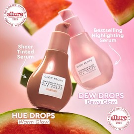 Hue Drops Face Serum Glow Bronzing Drops + Tinted Serum para iluminar e hidratar la piel. Prebase de maquillaje y iluminador para difuminar los poros 