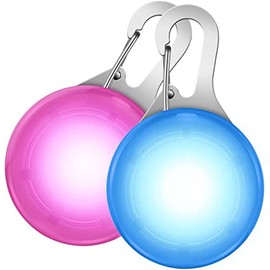 Collar de Perro con Luz LED y Colgante Brillante - Luces para Caminar por la Noche con 3 Modos de Luz - Clip de Mosquetón para Ciclismo y Escalada (Azul Morado)