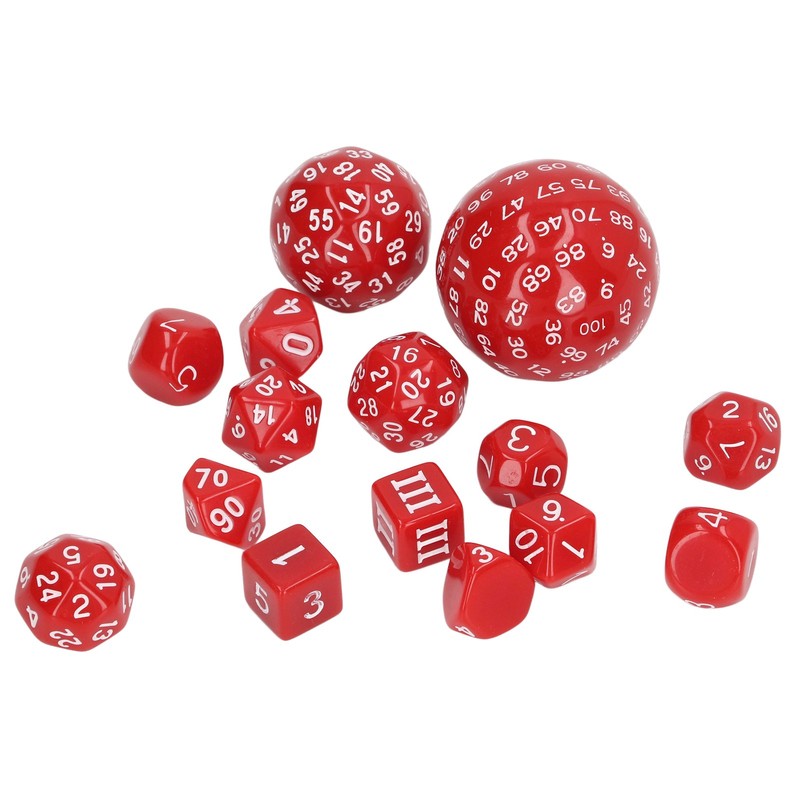 15pcs Complete Polyhedral Dice Set Acrylic D3 to D100 Spherical