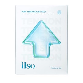 ilso Pore Tension Face Mask Pack, 25ml x 10 Sheets, with Peptide and Hyaluronic Acid