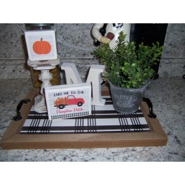 Decor Fall red Truck Pumpkins sign Farmhouse kitchen tray decor Autumn Harvest Holiday