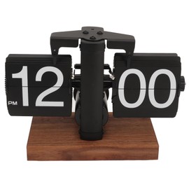 Hiraith Digitale Flip-Down-Uhr, Retro-Automatikdrehung, Batteriebetrieben, Mechanische Uhr Zuhause, Zimmer, Büro, Dekoration (Schwarz)