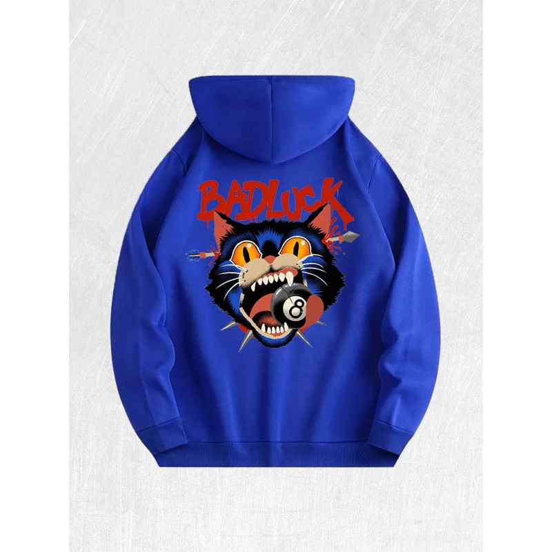 Bad Luck Cat Graphic Hoodie 100% Cotton US Warehouse 7
