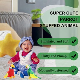 AUCOOMA 9.84" Parrot Stuffed Animal Cute Bird Plush Parakeet Hug Toy Gifts for Kids, Green