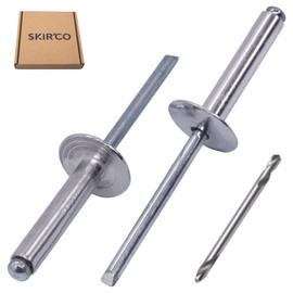 SKIR'CO (Pack of 30) Large Flange Aluminium Blind Rivets 5.0 x 30mm Steel Mandrel Drill Included