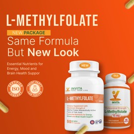 INVITA L-Methylfolate 15mg – Physician Formulated Active Methyl Folate - 5-MTHF Supplement for Energy, Mood & Brain Health Support - Non GMO, Gluten Free, 90 Capsules (3 Month Supply)