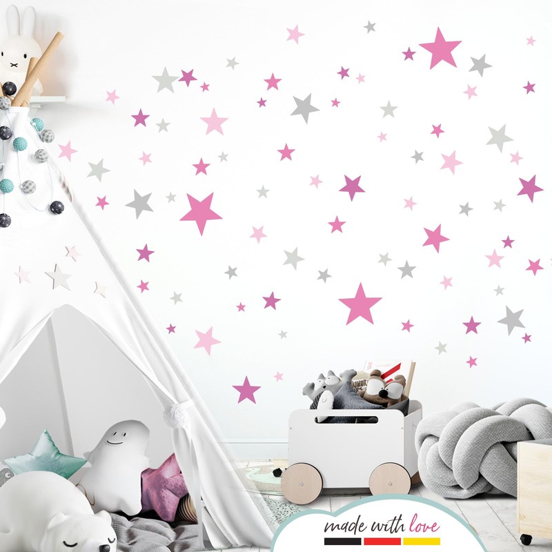 Little Deco DL608 60 Stars Wall Sticker Set for Children's
