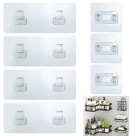Paquete de 7 adhesivos de repuesto para ducha, tiras adhesivas para estanteria ducha para baño,ganchos de pared transparentes resistentes e impermeables,adecuados para baño,cocina (Estilo C)