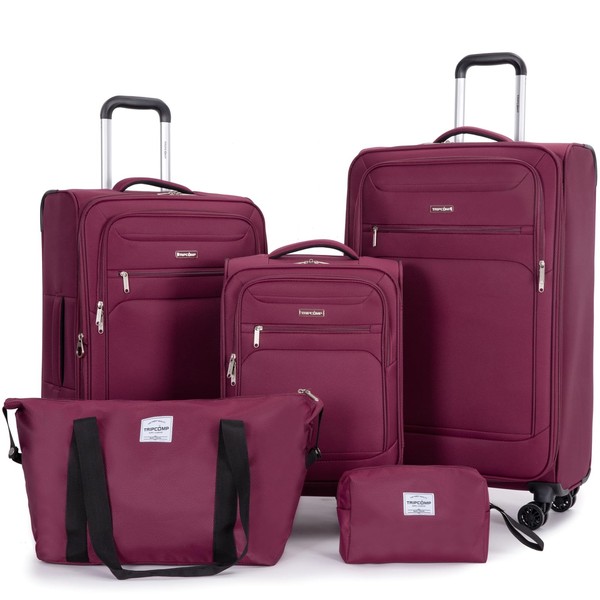 Tripcomp Luggage Sets 5 Piece Softside Expandable Suitcase set With