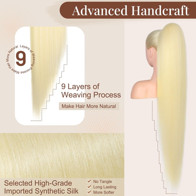 Flufymooz Ponytail Extension - Extension per coda di cavallo, lunghezza