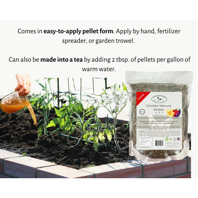 Chicken Manure Pellets, 4-3-2 NPK. 7lbs Organic Plant Fertilizer and