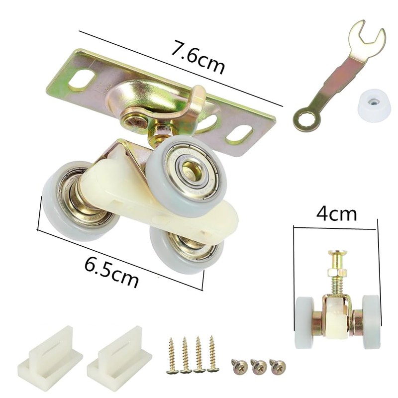 15Pcs Sliding Pocket Door Hardware Top Hanger Rollers Wheels Assembly