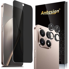 Anbzsign 2+1 Pack for Xiaomi 15T Pro Privacy Tempered Glass Screen Protector and Camera Lens Protector, Anti-Spy 9H Hardness Case Friendly Film for Xiaomi 15T Pro 5G (2025)