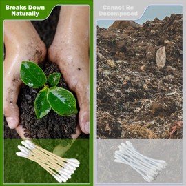 800 Count Organic Cotton Swabs for Ears, Bamboo Cotton Tips with Strong Pure Bamboo Stick, Ear Swabs for Daily Cleaning, Eco-Friendly Alternatives for Household Users, Arts & Crafts