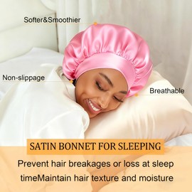 3Pcs Silk Bonnet for Women Hair Bonnet for Sleeping Satin Sleep Cap for Black Women Curly Hair Braids