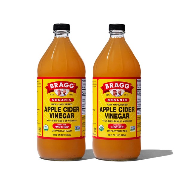 Bragg Organic Raw Unfiltered Apple Cider Vinegar, 32 fl.oz (Pack of 2)