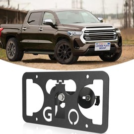 Front Bumper Tow Hook License Plate Mount Bracket Compatible with Toyota Tundra 2022-2024, No Drill Plate Holder, Front License Plate Bracket