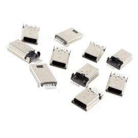 uxcell 10 Pcs Mini USB Type B Male Socket 5-Pin 180 Degree SMT Solder Jack Connector Adapter